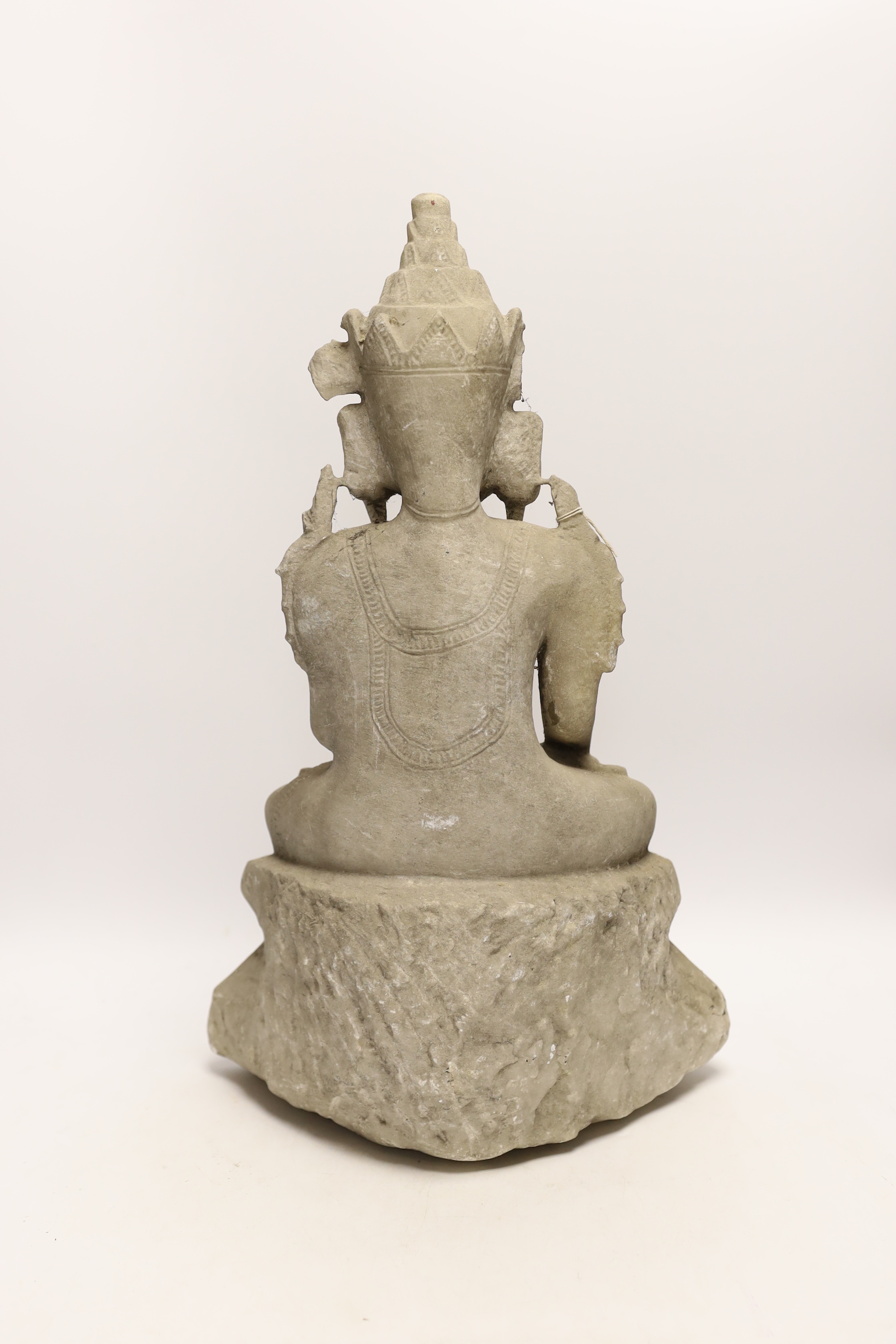 A Burmese carved alabaster figure of Buddha, 48cm tall